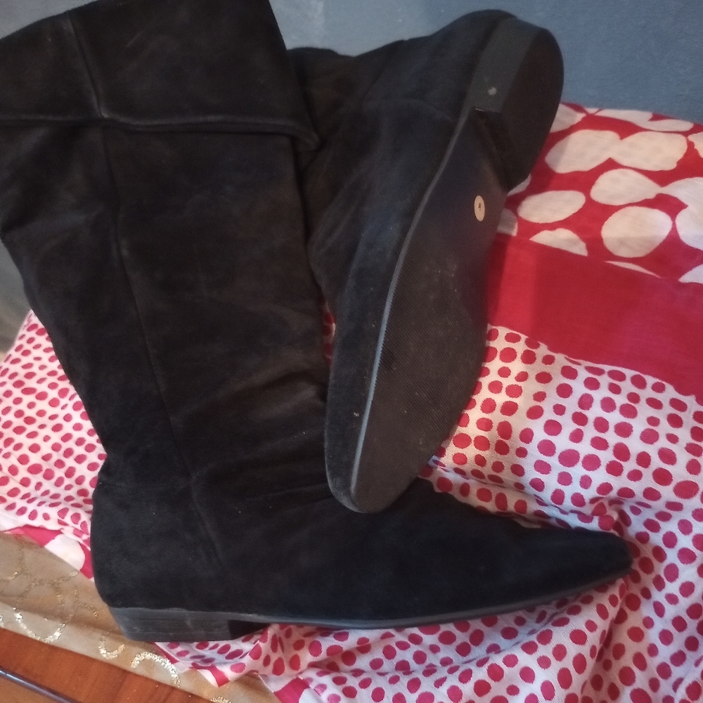 Jasmin Black Suede Leather Lady Boots